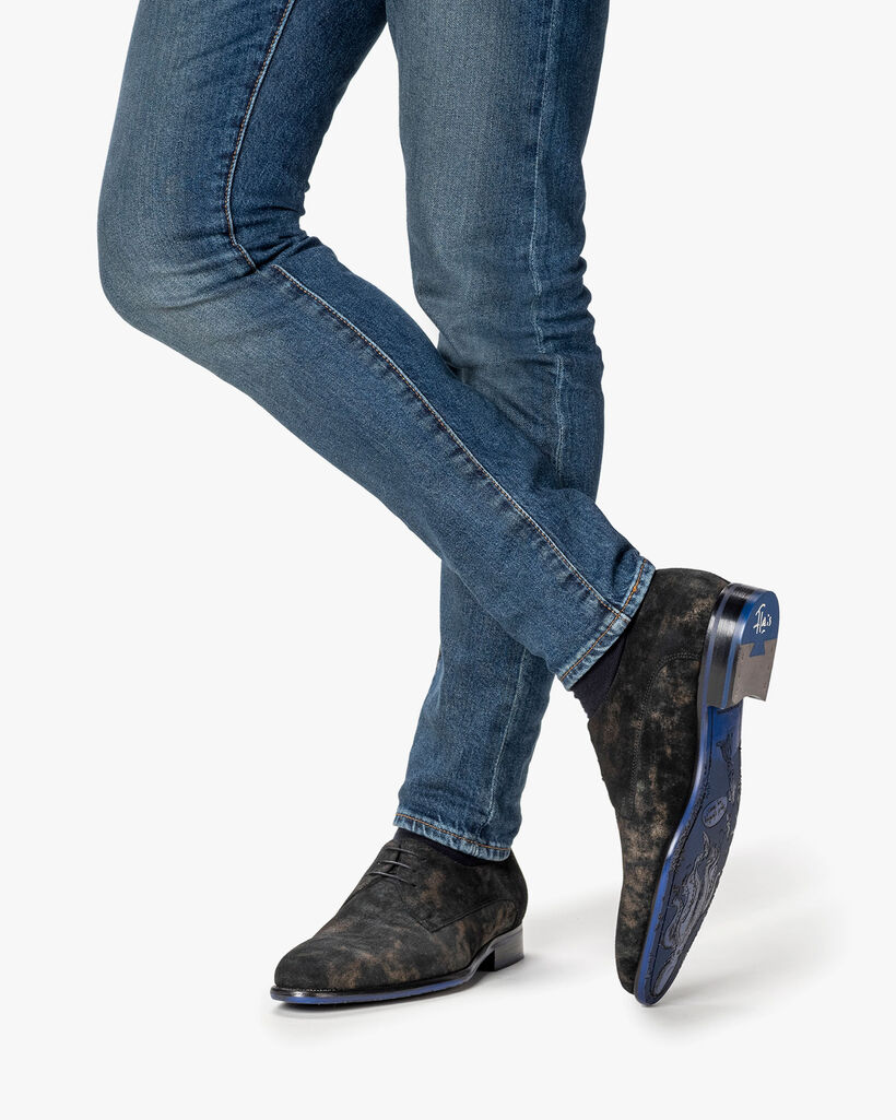 Lace shoe suede dark green