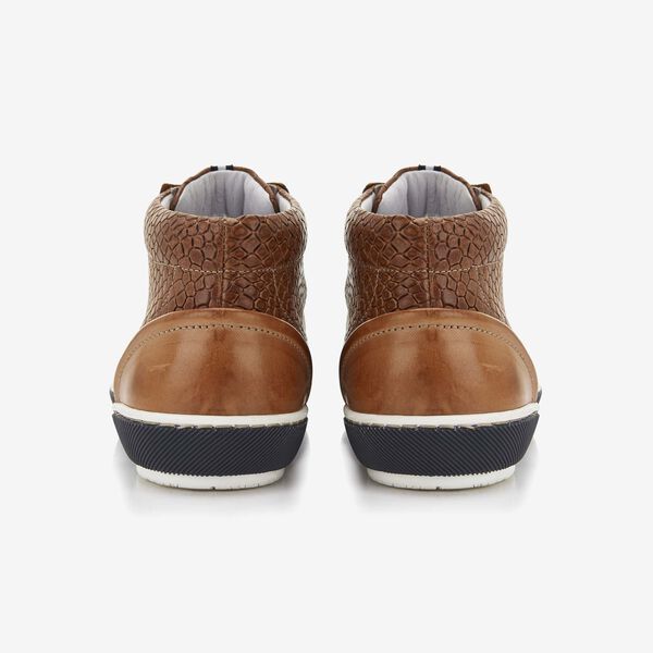 Floris van Bommel cognac crocodile print men's lace-up boot