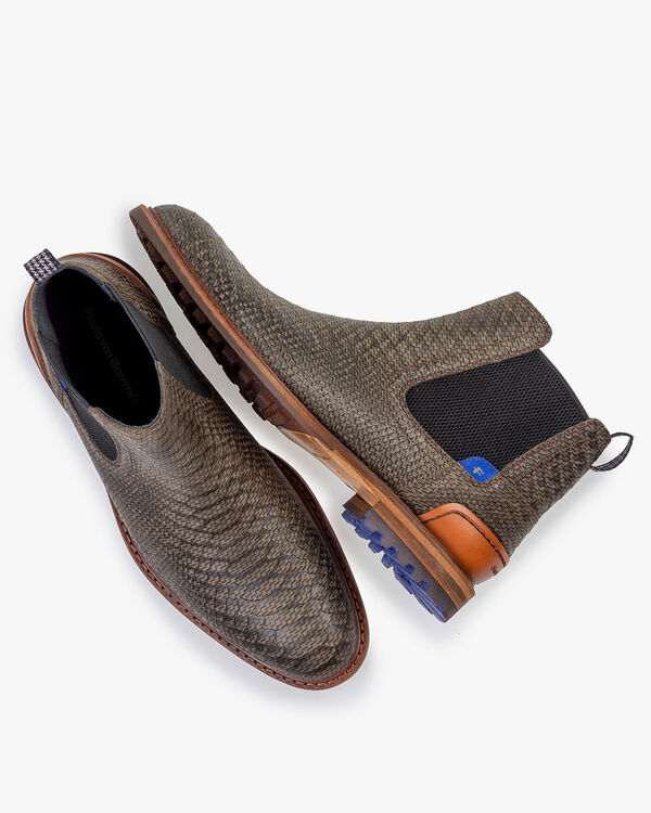 Chelsea boot reptielenprint groen