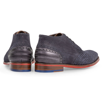 Lace boot suede leather blue