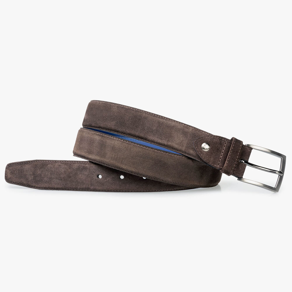 Dark brown suede leather belt