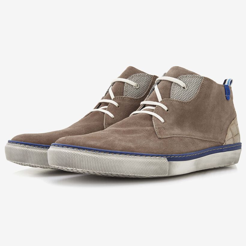 Floris van Bommel taupe suède heren sneaker