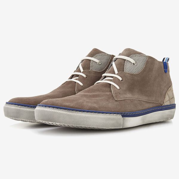 Floris van Bommel taupe suède heren sneaker