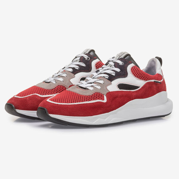 Multi-color su&egrave;de sneaker rood/wit