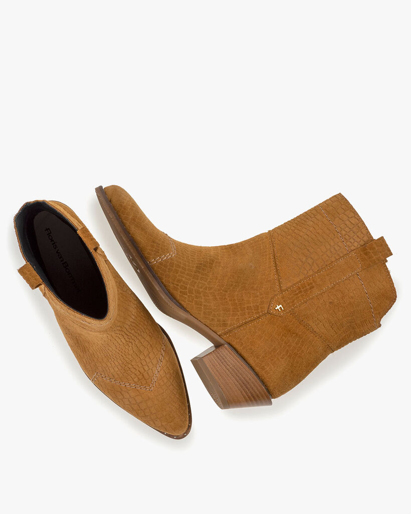 Boot printed suede leather cognac