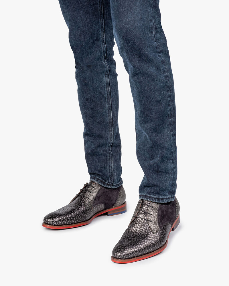 Veterschoen grijs metallic