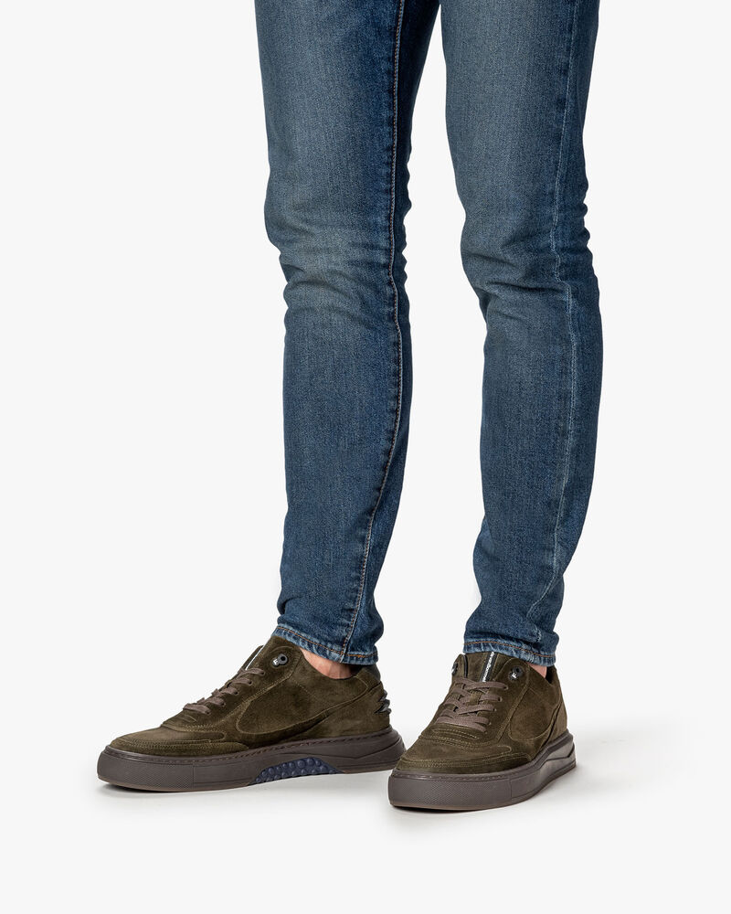 Sneaker su&egrave;de donkergroen