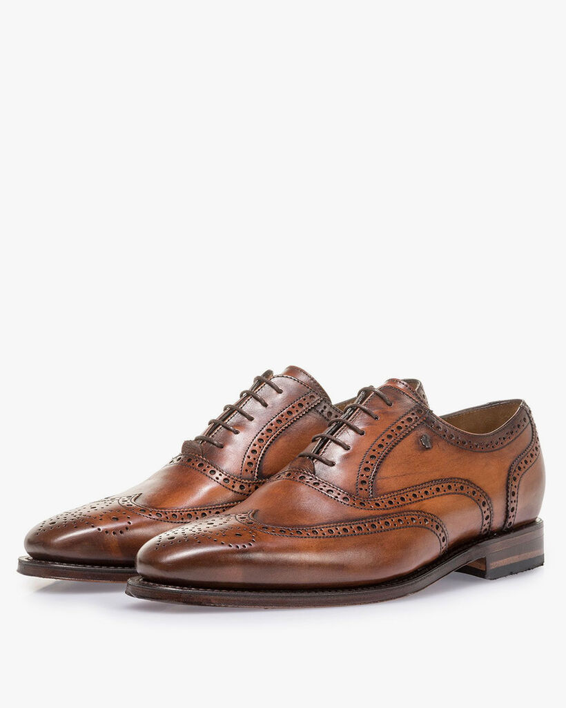 Kalfsleren brogue donker cognac