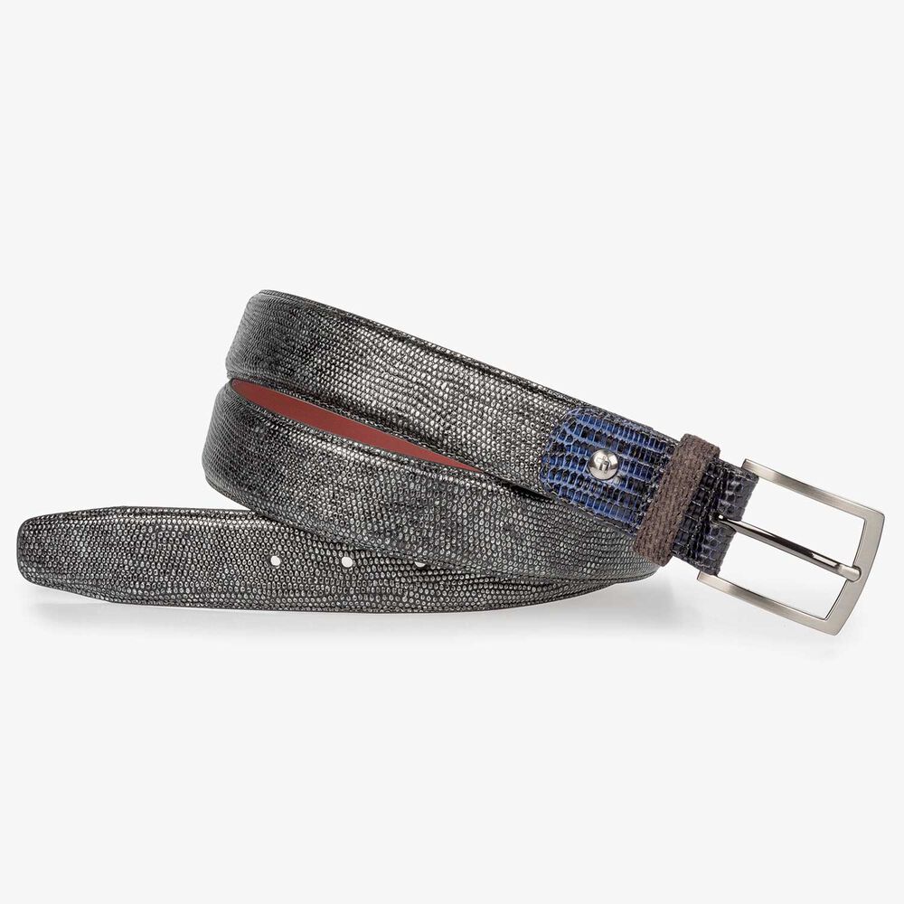 Grey Premium calf leather belt