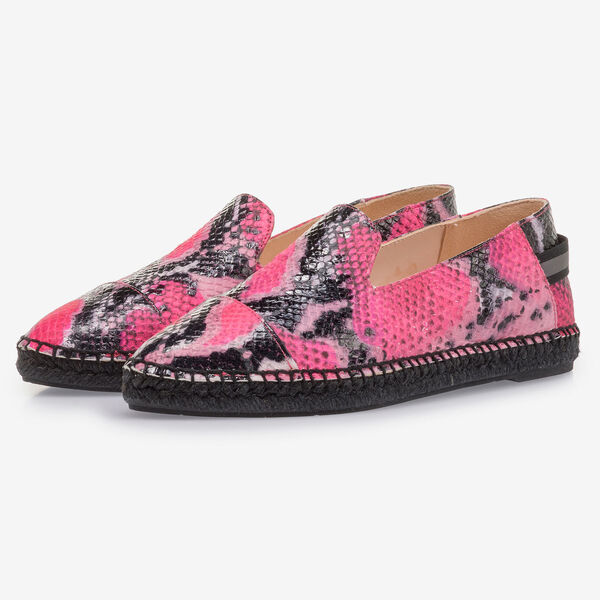 Fluor roze espadrille met snakeprint