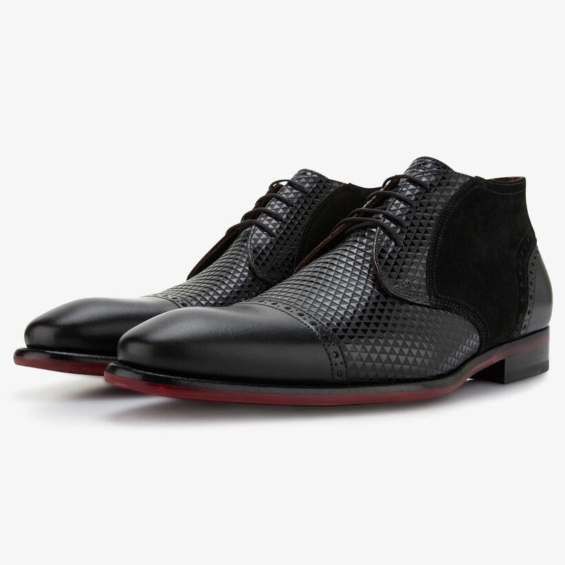Floris van Bommel black leather lace boot