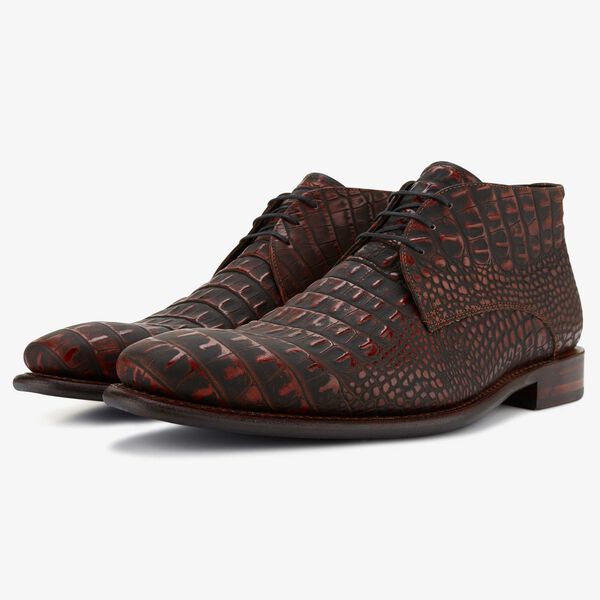 Floris van Bommel brown/black leather men’s lace boot with crocodile print