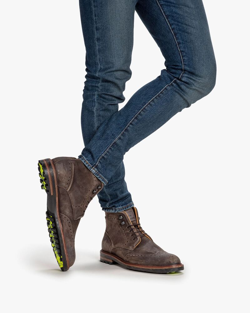 Lace boot suede taupe