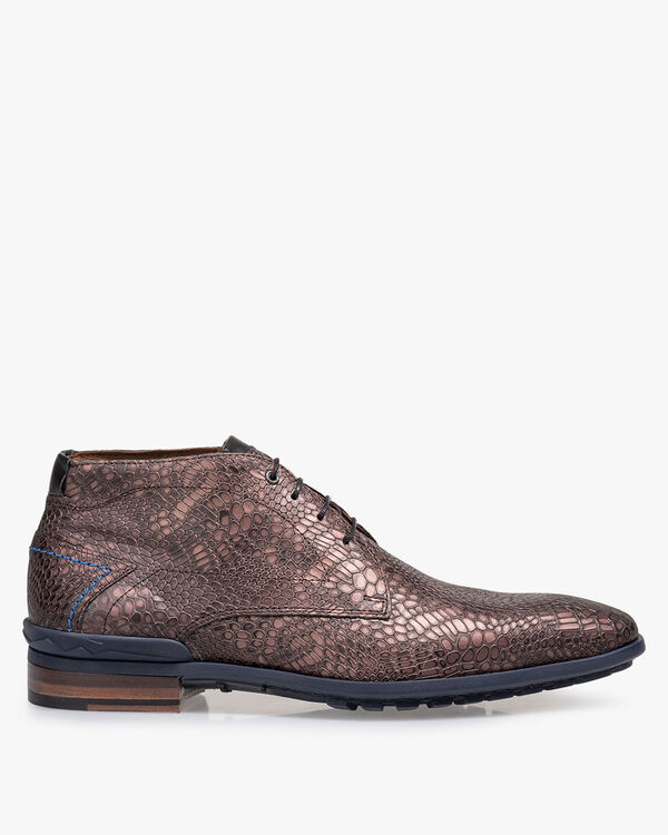 Veterboot metallic print donkerrood