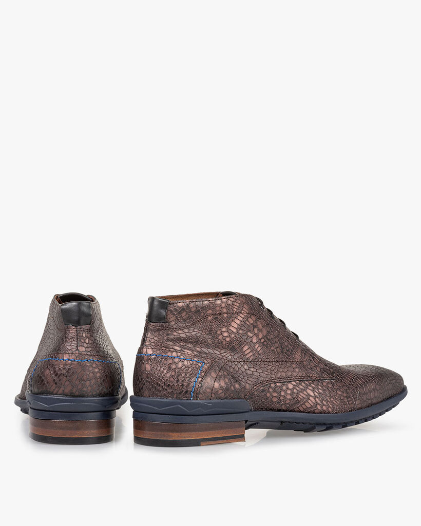 Veterboot metallic print donkerrood
