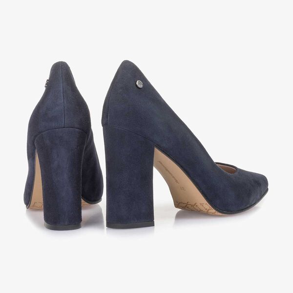 Donkerblauwe su&egrave;de pump