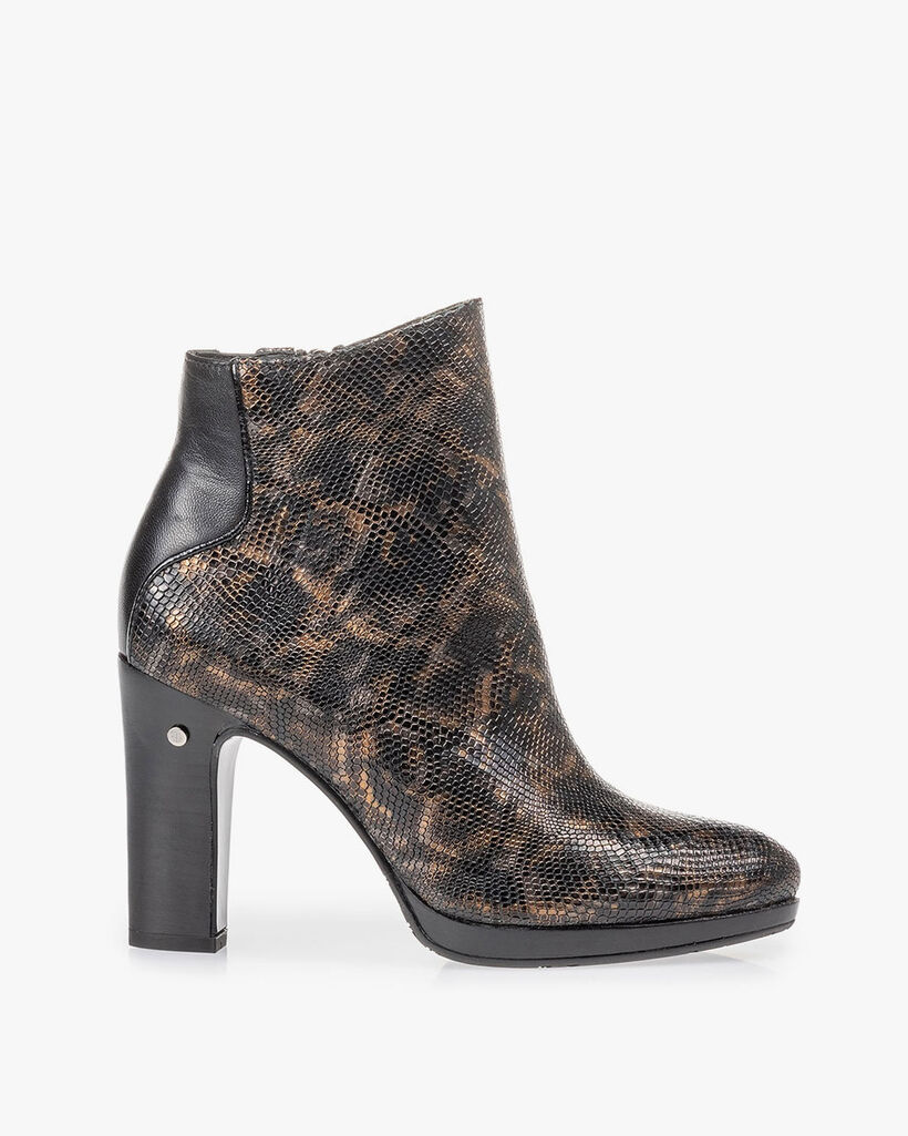 Enkellaars crocoprint koper