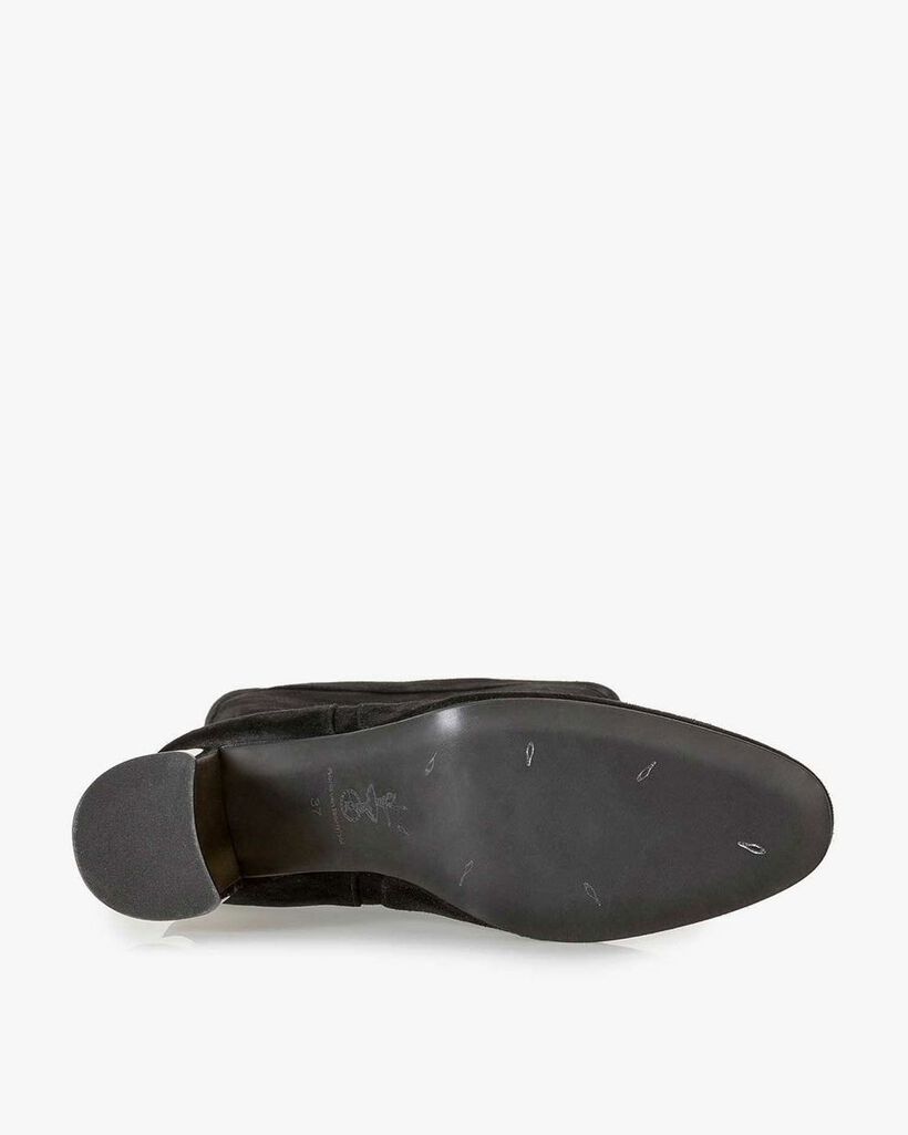 Black suede leather high boots