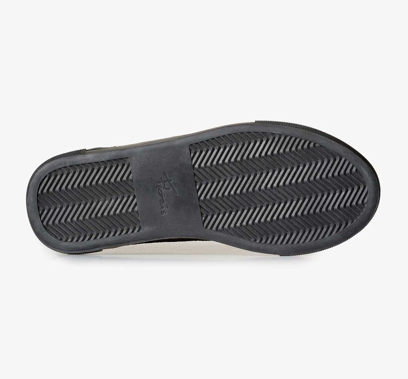 Leren sneaker met zwart/blauwe ruitenpatroon