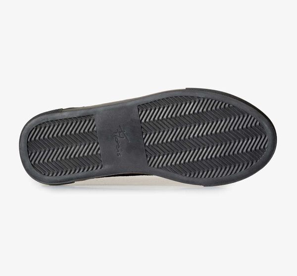 Leren sneaker met zwart/blauwe ruitenpatroon