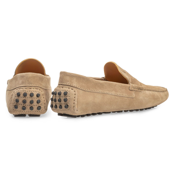 Su&egrave;de mocassin taupe