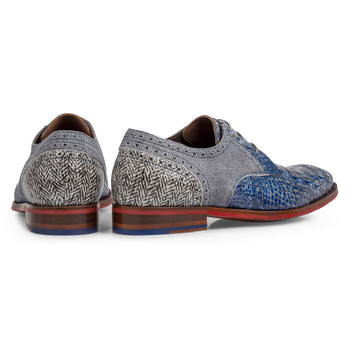 Veterschoen geprint leer blauw