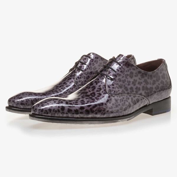 Premium darkgrey, patent leather lace shoe