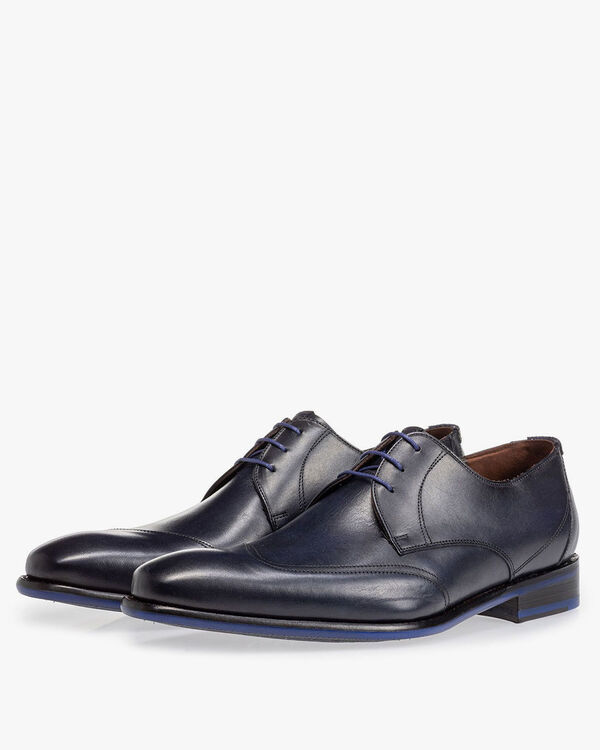 Veterschoen donkerblauw kalfsleer