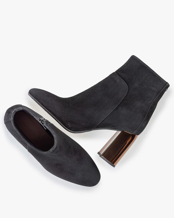 Ankle boot black suede leather