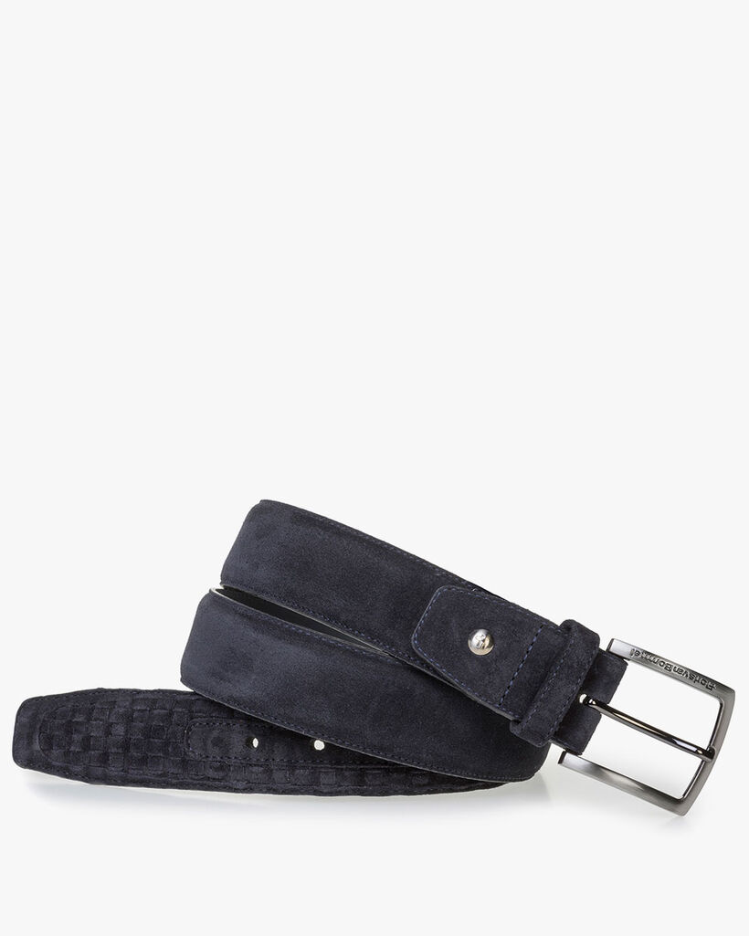 Donkerblauwe su&egrave;de riem
