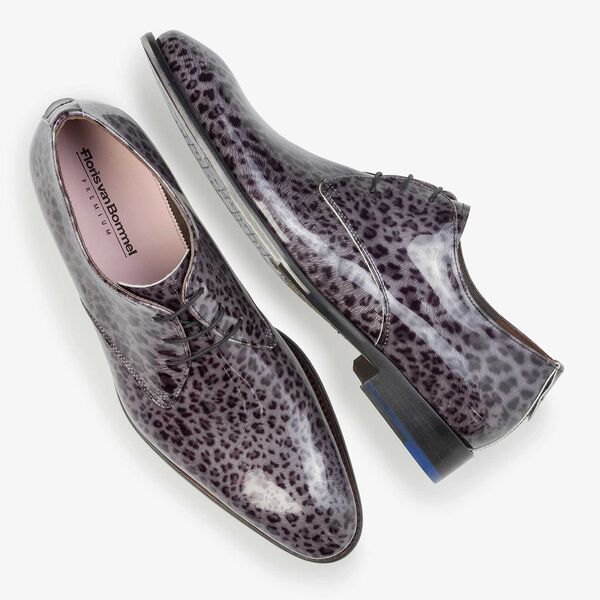 Premium darkgrey, patent leather lace shoe
