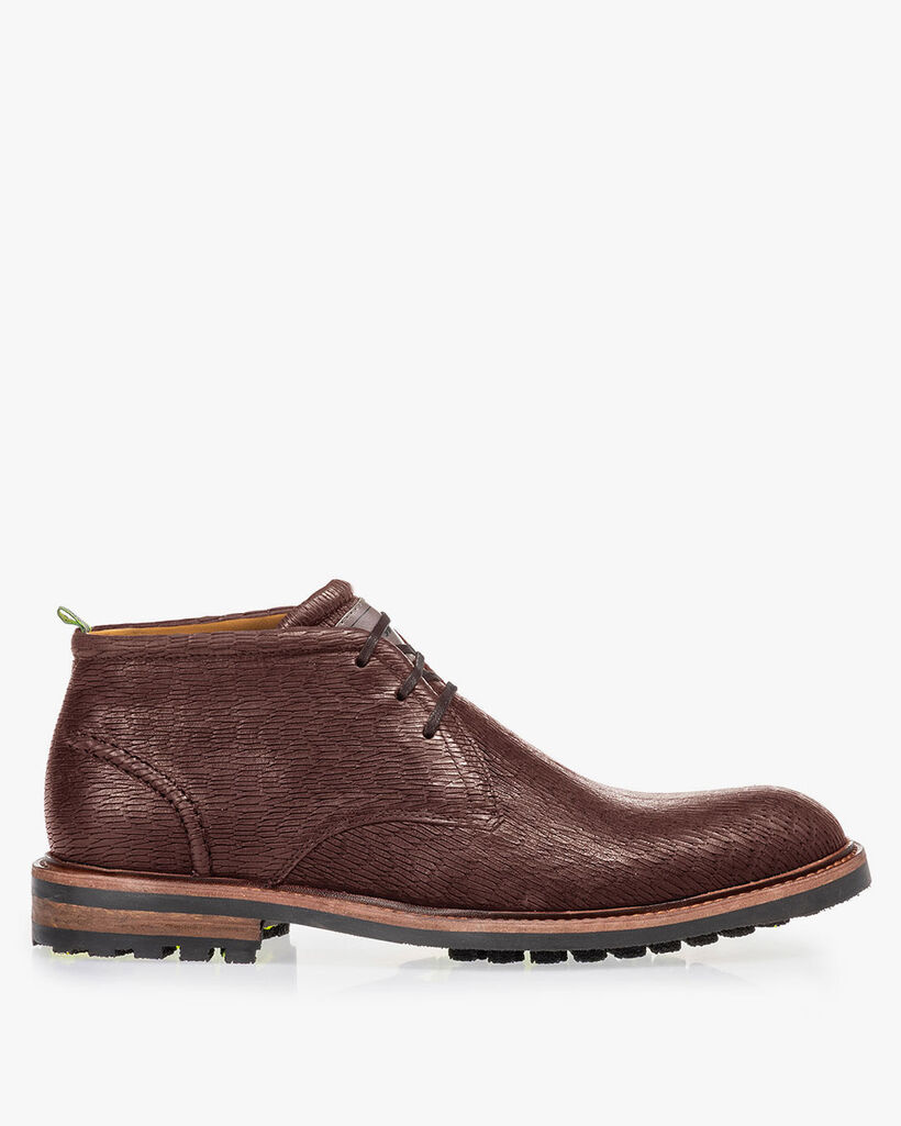 Lace boot brown with print