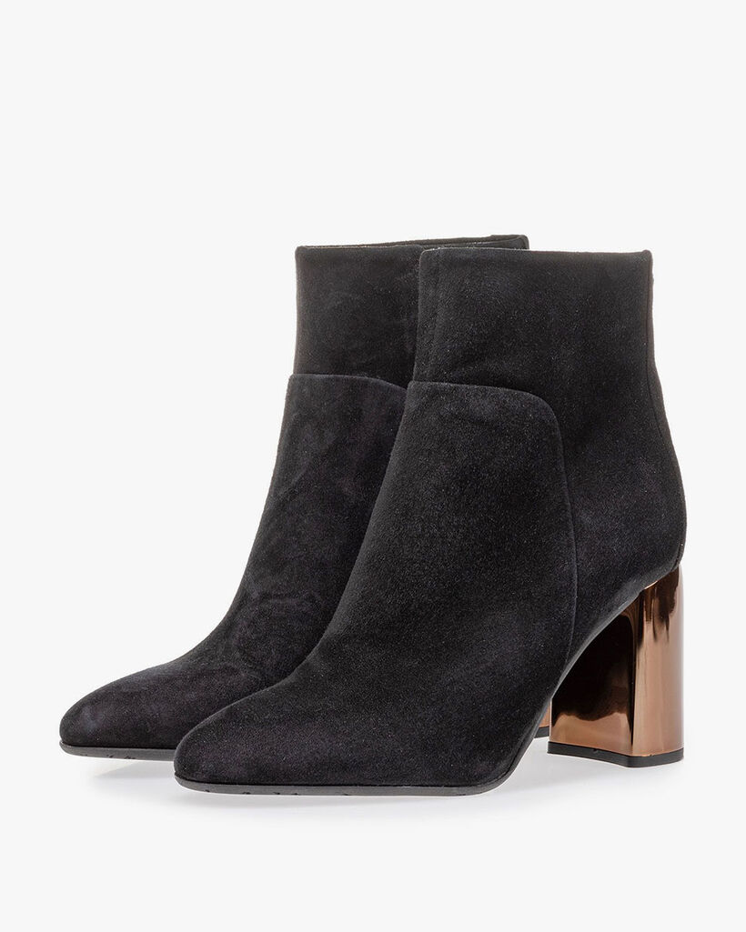 Ankle boot black suede leather