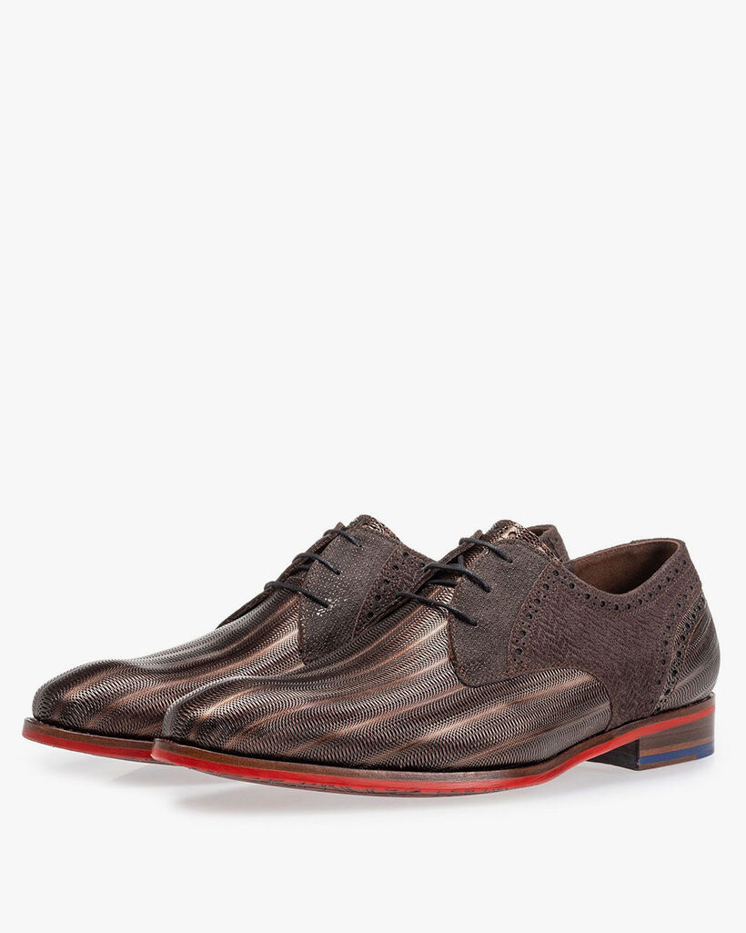 Lace shoe metallic bronze