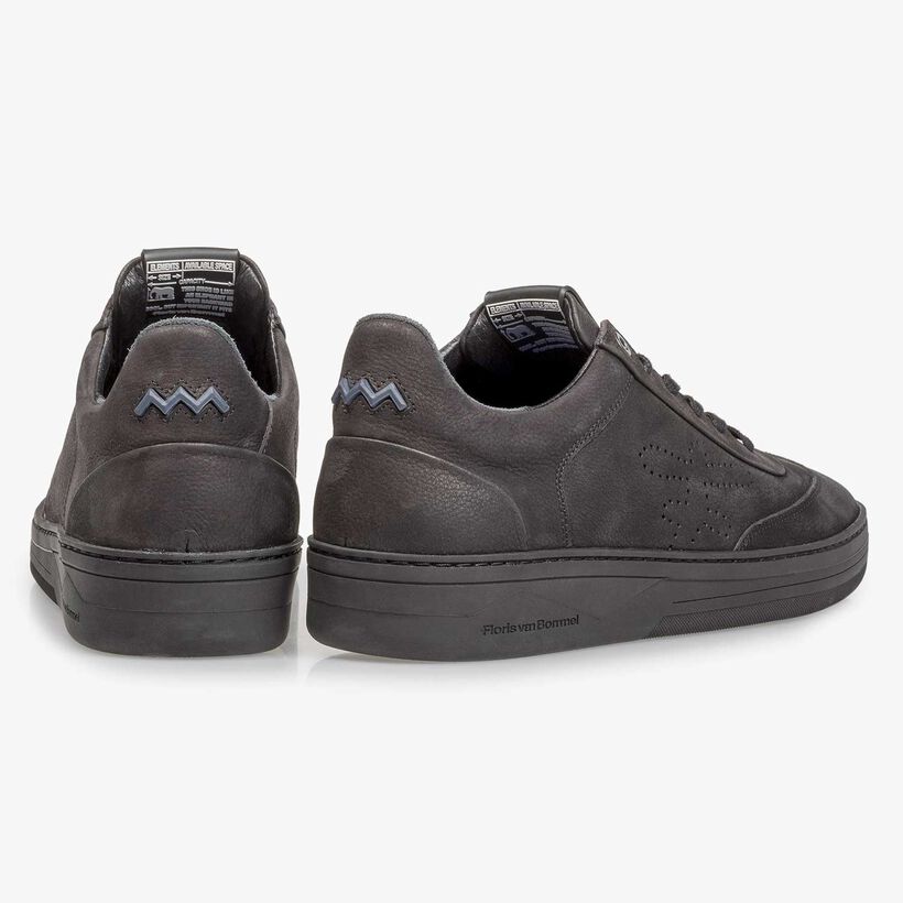Black printed nubuck leather sneaker