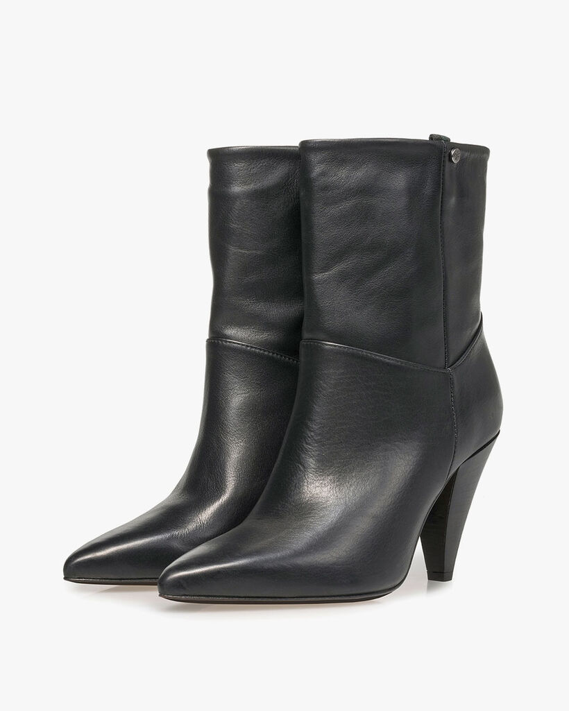Black nappa leather high boots