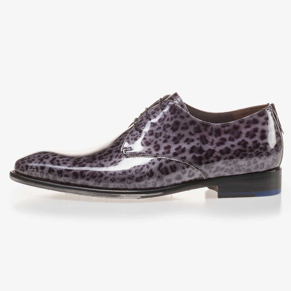 Premium darkgrey, patent leather lace shoe