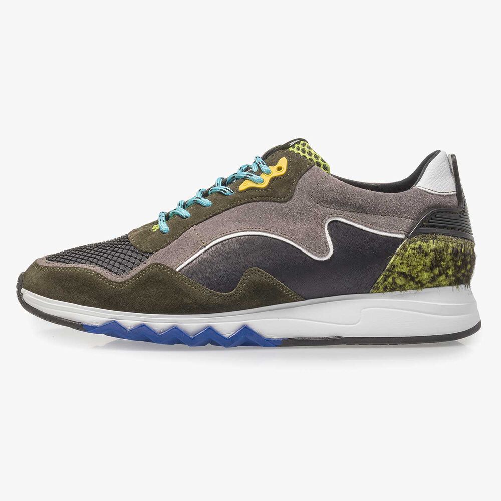 Su&egrave;de sneaker groen/geel