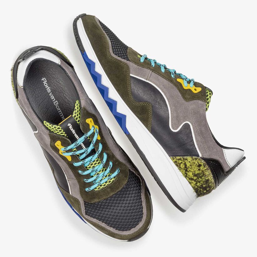 Su&egrave;de sneaker groen/geel