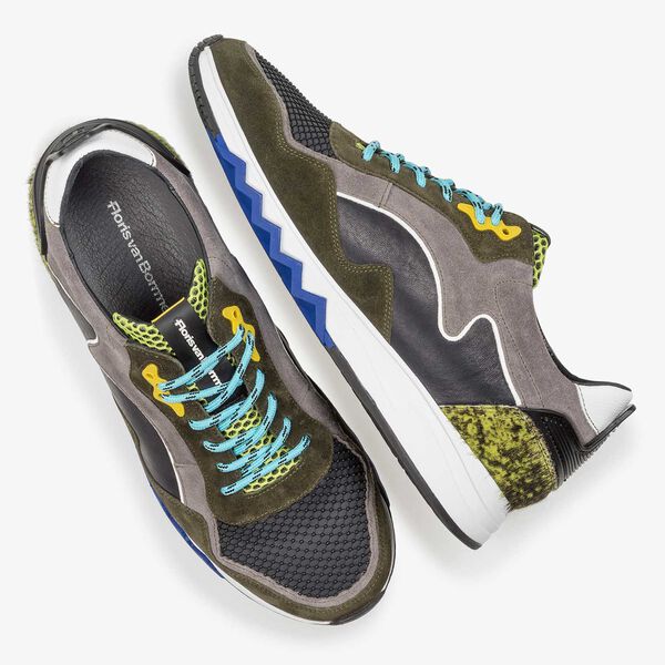 Su&egrave;de sneaker groen/geel