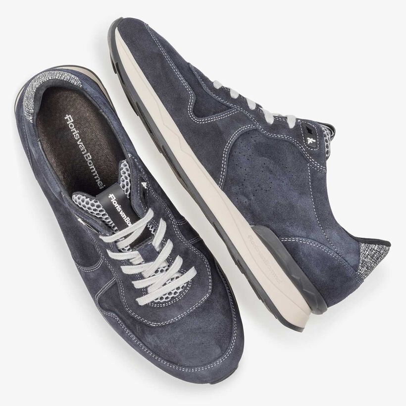 Dark blue suede leather lace shoe