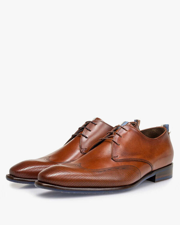 Veterschoen kalfsleer cognac