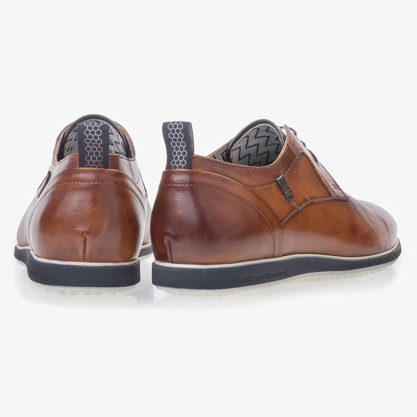 Leren veterschoen cognac