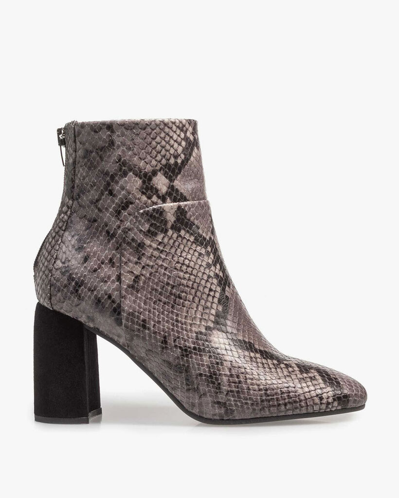Grijze enkellaars snakeprint