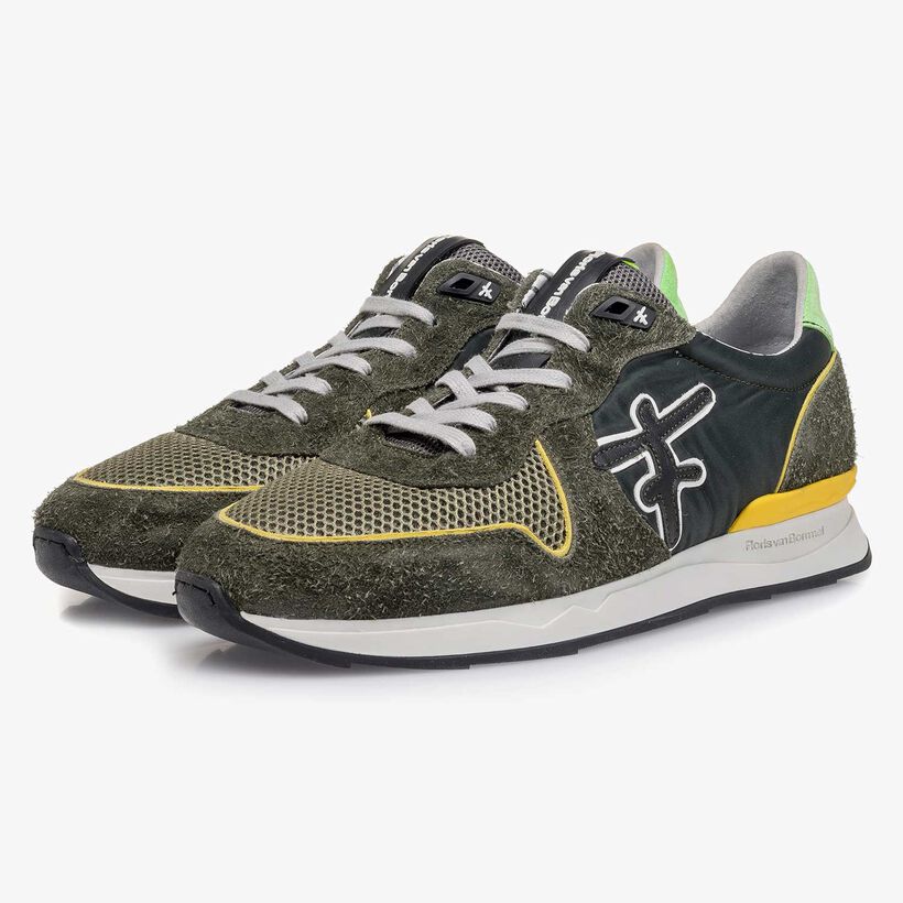 Su&egrave;de sneaker groen/geel