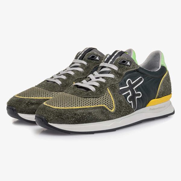 Su&egrave;de sneaker groen/geel