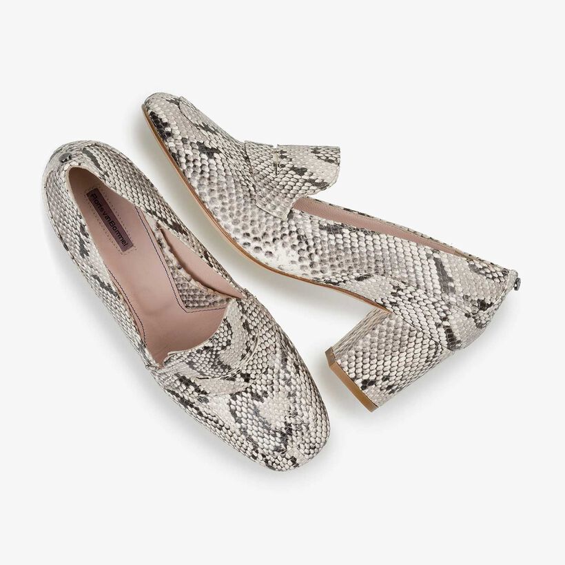 Witte leren pump met snakeprint