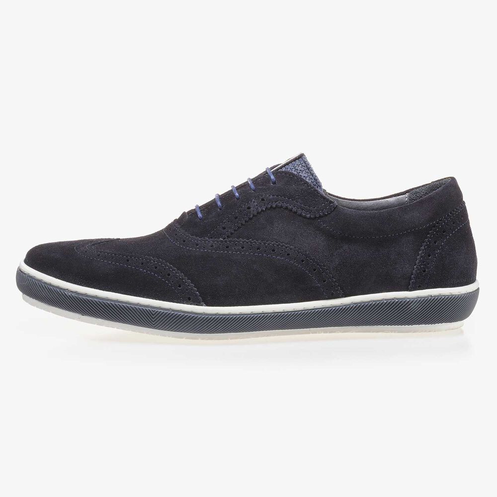 Donkerblauwe su&egrave;de brogue