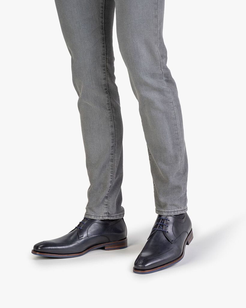 Veterschoen donkerblauw kalfsleer