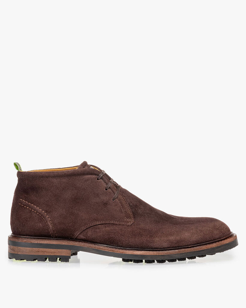 Lace boot suede leather brown